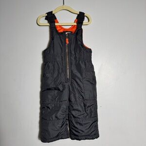 Carter's Snow Bib Pants Toddler 12 M Gray Orange Insulated Winter Ski Warm Unise